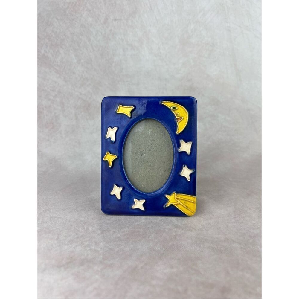 Vintage 90s Y2K Ceramic Celestial Moon and Stars Picture Frame
